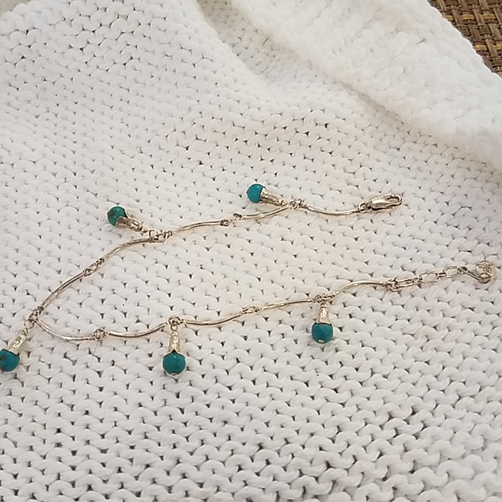 Sterling silver and turquoise ankle bracelet